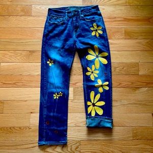 American Eagle slim straight jeans - hand painted